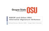 ESIGN and Other RSA Alterative Signature Schemes...RSA generates digital signatures and cipher text, C, by performing exponentiation on a message, M, to the e-th power of the form: