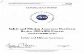 Safety and Mission Assurance Readiness Review (SMARR) Process · NPD 8700.3, Safety and Mission Assurance (SMA) Policy for NASA Spacecraft, Instruments, and Launch Services, paragraph