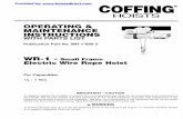 OPERATING & MAINTENANCE INSTRUCTIONS WITH PARTS LIST manuals/Coffing WR1 Manual.pdf · Publication Part No. WR-1-680-3 HOISTS WR-1 • Small Frame Electric Wire Rope Hoist For Capacities: