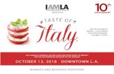OCTOBER 13, 2018 DOWNTOWN L.A. · los angeles’ premiere italian food and wine event to benefit the italian american museum of los angeles october 13, 2018 downtown l.a. beverage