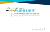 Alnylam Assist® Services Overview for HCPs · ONPATTRO should be administered by a healthcare professional. ONPATTRO is administered via intravenous (IV) infusion. Dosing is based