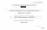 of the ordinary meeting of Thursday 9 February 2012€¦ · 3. Adoption of the final draft agenda for the February II part session (13 to 16 February 2012) in Strasbourg ... send