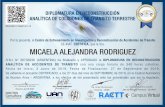 CE-IRAT CERTIFICA, que la Sra. MICAELA ALEJANDRA ...MICAELA ALEJANDRA RODRIGUEZ D.N.I. N 36733036 (ARGENTINA) ha nalizado y APROBADO la DIPLOMATURA EN RECONSTRUCCIÓN ANALÍTICA DE