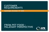 AFB Analytical Capability Overview · Relationship between peroxide value and cat food palatability Effect of treating ingredients with BHA & BHT prior to inclusion in a cat food