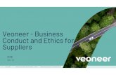 Veoneer Business Conduct and Ethics for Suppliers Training · Business Conduct and Ethics The highest standards of integrity, honesty and fairness are required in all business activities.