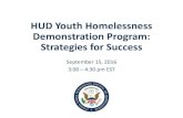 HUD Youth Homelessness Demonstration Program ...Tips for Success VII. Question and Answer Session 3 Webinar Format •The webinar will last 90 minutes •Approximately 30 minutes have