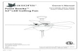 Point Bonita™ 52” LED Ceiling Fan - HD Supply Facilities … · 2019. 2. 15. · Point Bonita™ 52” LED Ceiling Fan Owner’s Manual Part # 269508, 269510, 269506 Model # 32088,