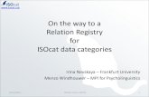 On the way to a Relation Registry for ISOcat data categoriestitus.fkidg1.uni-frankfurt.de/relish/Menzo_Irina.pdf · 2011. 11. 1. · ISOcat data categories •ISOcat is a Data Category