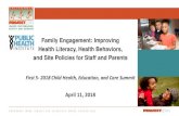 Family Engagement: Improving Health Literacy, Health ......Family Engagement: Improving . Health Literacy, Health Behaviors, and Site Policies for Staff and Parents . First 5- 2018