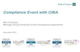 Compliance Event with CIBA · 2019. 12. 16. · Fortune tellers/medium Online pharmacies Online casinos Production and/or wholesale trading of nuclear related raw materials, products