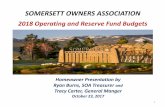 SOMERSETT OWNERS ASSOCIATION · November 15, 2017 along with other matters. • All projections in this presentation are subject to change. 2. Somersett Owners Association Our Vision
