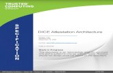 DICE Attestation Architecture · This architecture defines attestation Roles (i.e., Attester, Verifier, Endorser, Relying Party, and Owner) and the messages they exchange. Message