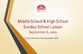 Middle School & High School Sunday School Lesson September ...€¦ · step was turning Him over to the Roman authorities—it was a violation of Roman law for ... a prayer life,