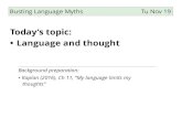 Today’s topic: • Language and thoughtjlsmith/ling290/outlines/1119_lg-though… · Busting Language Myths Tu Nov 19 Today’s topic: • Language and thought Background preparation: