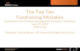 The Top Ten Fundraising Mistakes - Dunham + Companydunhamandcompany.com/.../TopTenFundraisingMistakes... · Top Ten Fundraising Mistakes • You get bored with certain messages because
