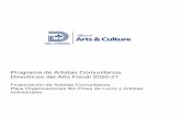 Programa de Artistas Comunitarios Directrices del Año ......Oficina de Arte y Cultura 1 Visión 1 Misión 1 Declaración sobre la equidad cultural 1 Programa de artistas comunitarios