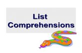 List ComprehensionsList Comprehensions • A list comprehension is a programming language construct for creating a list based on existing lists • Haskell, Erlang, Scala and Python
