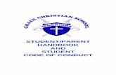 STUDENT/PARENT HANDBOOK AND STUDENT CODE OF CONDUCT · Homework ..... 16 Grade Level Placement ..... 16