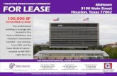 HOUSTON INNOVATION CORRIDOR Midtown FOR LEASE 3100 …€¦ · HOUSTON INNOVATION CORRIDOR FOR LEASE 100,000 SF AVAILABLE 6/2020 This professional building is strategically located