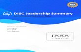 DISC Leadership Summary · With this personalized and comprehensive DISC report, you have the tools to help you become a better you and help you behave more maturely and productively.