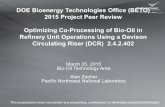 Optimizing Co-Processing of Bio-Oil in Refinery Unit ... · 25/03/2015  · Circulating Riser (DCR) 2.4.2.402 March 25, 2015 . Bio-Oil Technology Area . Alan Zacher . Pacific Northwest