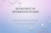 Department of information studies · relations practitioners in profit making and non-profit making organizations help promote ... Six criteria distinguish communication effort at