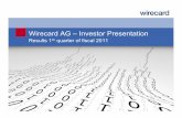 Wirecard AG – Investor Presentationir.wirecard.com/...AG_2011-Q1-Presentation.pdf · 1st quarter of fiscal 2011 Key Figures Q1/2011 Q1/2010 Results Sales EUR mn 69 9 58 5 Change
