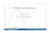 DNSSEC Key Deletion Issue · March, 2011 • OpenDNSSEC is used for Key Management. • AEP Keyper HSM are used for Key storage. • Bind 9.7.1-P2 (auto-dnssec allow; option set)