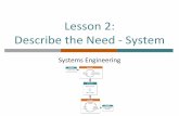 Lesson 2: Describe the Need - System · Lesson 2: Describe the Need - System Systems Engineering. Watch the video of the epic Dragon mission. Design Requirements and Constraints in