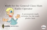Math for the Ham Radio Operator - KA3PMWka3pmw.com/general lesson 04.pdfRadio Operator A prerequisite math refresher for the math phobic ham What We Will Cover Ohm’s Law Power Circle