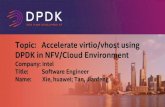 Topic: Accelerate virtio/vhost using DPDK in NFV/Cloud ... ... Virtio. is the defacto para-virtualization . standard for communicating with Virtual Machines (VM) efficiently. Vhost.