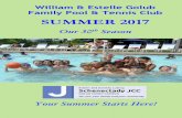 William & Estelle Golub Family Pool & Tennis Club SUMMER … Handbook 2017.pdfLap swim is available starting at 9:00 am. *Please note, the JCC Swim Team will practice Monday, June