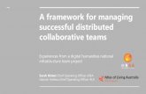 A framework for managing successful distributed ... · Distributed Collaborative Teams Framework 1. Setting the Culture • Form identity • Respect individual skills • Safety