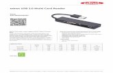 ednet USB 3.0 Multi Card Reader · PDF file 85240 EAN 4054007852403 USB 3.0 Card reader, 4-port Supports MS,SD,T-flash,CF formats Black ednet’s USB 3.0 Multi Card Reader reads and