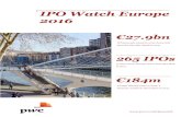 IPO Watch Europe 2016 · economy hampered the European IPO markets during 2016. While 2015 saw 14 mega IPOs (IPOs raising in excess of €1bn in proceeds), only five were seen in