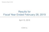 Results for Fiscal Year Ended February 28, 2019€¦ · ・Auto loans ・Insurance ・Warranties ・Maintenance package ・Glass coating ・Parts ・Car navigation ... (Perth) New