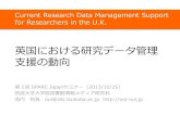 英国における研究データ管理 支援の動向 · 2013. 11. 12. · 本日の話題 1. 研究データの公開と再利用の背景 2. 英国の大学図書館における研究データ管理支援