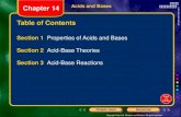 Chapter 14 Acids and Bases Table of Contents · Acids 1. Aqueous solutions of acids have a sour taste. 2. Acids change the color of acid-base indicators. 3. Some acids react with