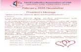 February 2020 Newsletter - Tamilcatholicsusatamilcatholicsusa.org/wp-content/uploads/2020/02/... · Mr. Pravin Jerome Mrs. Hema Rajappan Extended Coordinators Dr. Amal Jayakumar Mr.