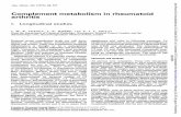 Complement metabolism in rheumatoid arthritis · Complementmetabolism in rheumatoid arthritis 1. Longitudinal studies J. M. B. VERSEY, J. R. HOBBS, AND P. J. L. HOLT* Fromthe DepartmentofChemicalPathology,