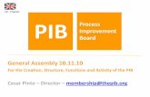 General Assembly 10.11 · General Assembly 10.11.10 For the Creation, Structure, Functions and Activity of the PIB Cesar Pinto –Director –membership@thepib.org UK - Chapter