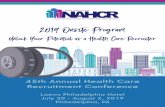 45th Annual Health Care Recruitment Conference · 2019. 7. 19. · recertification of the NAHCR Certified Health Care Recruiter (CHCR) credential. To view further details regarding