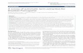 RESEARCH OpenAccess Asurveyofautomatictermextractionfor ... · Brazilian Portuguese, which includes the research devel-oped for the ATE, the measures, tools, and resources used in