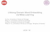 New Lifelong Domain Word Embedding via Meta-Learninghxu/ijcai_final.pdf · 2018. 8. 18. · • We formulate a domain word embedding learning process. • Given many previous domains