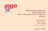LOGO Business Solutions Presentation for ING-YF Securities ... · LOGO General IR Presentation 2014 SAP 40.8% LOGO 14.4% Netsis 5.8% Microsoft 8.9% Others 19.2% Oracle 10.9% Competitive