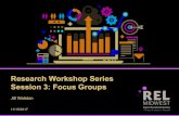 Research Workshop Series Session 3: Focus Group · Activity: Mock focus groups Presentation: Analyzing focus group results Session close and evaluation. Today’s goals 1. Discuss