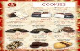 COOKIES · Biscuits covered by chocolate Biscuit sandwiches with different fillings: banana, vanilla, coconut milk, ice-cream, raspberries chocolate, baked milk. Biscuits decorated