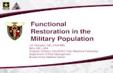 Functional Restoration in the Military Population · •FRP patients likely to experience less pain and disability compared to usual care •Effects are of modest magnitude •Cochrane