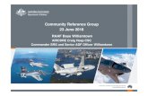 Community Reference Group 23 June 2016 · At Williamtown ACG: • 2 Operational Conversion Unit (2OCU) FA-18 • 3 SQN FA-18 • 4 SQN PC9 • 76 SQN Hawk • 77 SQN FA-18. At Amberley