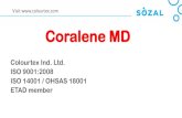 Coralene MD · Wider Application Scope: PET / Wool Blends • On Tone Staining on Wool Portion in PET/ Wool Blends • Suitable For Low Temperature Exhaust Process at 1200C Staining